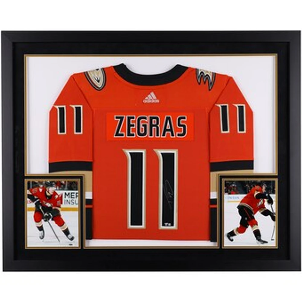 Trevor Zegras Anaheim Ducks Autographed Deluxe Framed Orange adidas Authentic Jersey