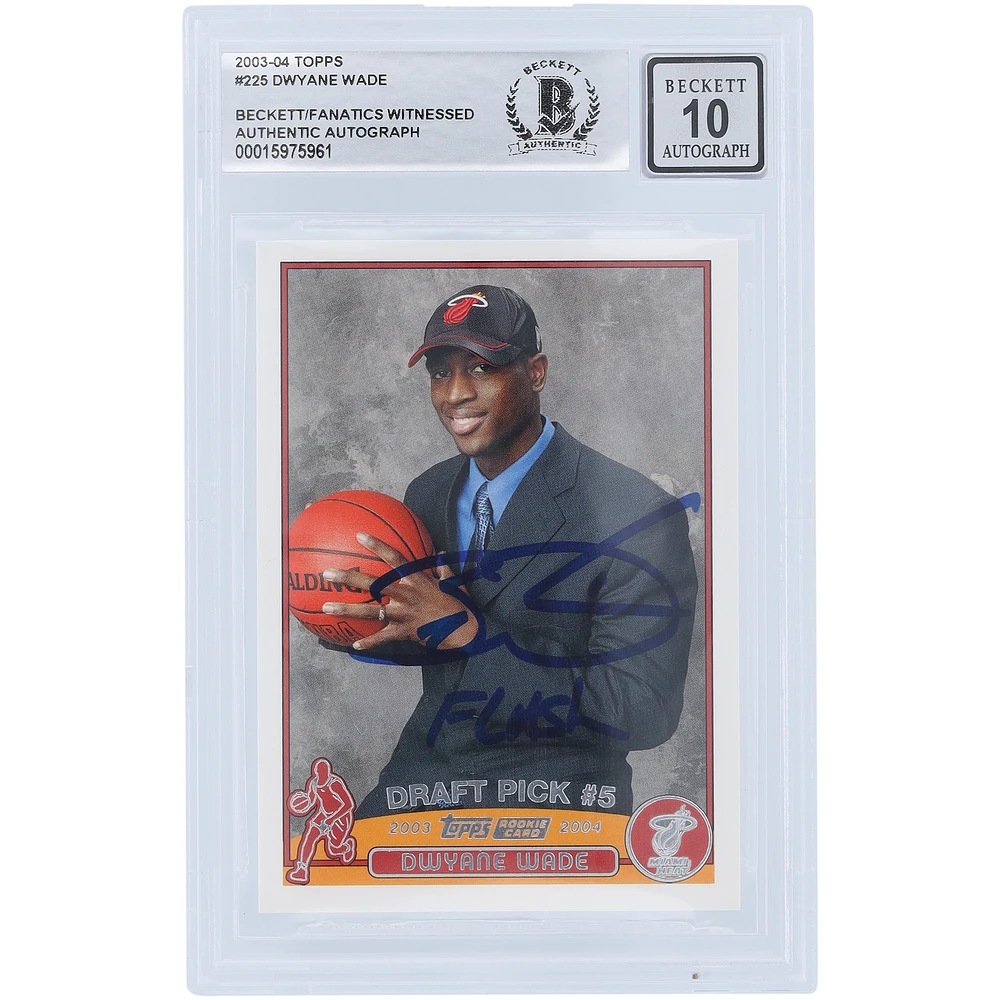 Dwyane Wade Miami Heat Autographed 2003-04 Topps Series 1 #225 Beckett Fanatics Witnessed Authenticated 10 Rookie Card with "Flash" Inscription