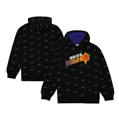 Men's Mitchell & Ness Black Phoenix Suns Hardwood Classics Allover Print Pullover Hoodie