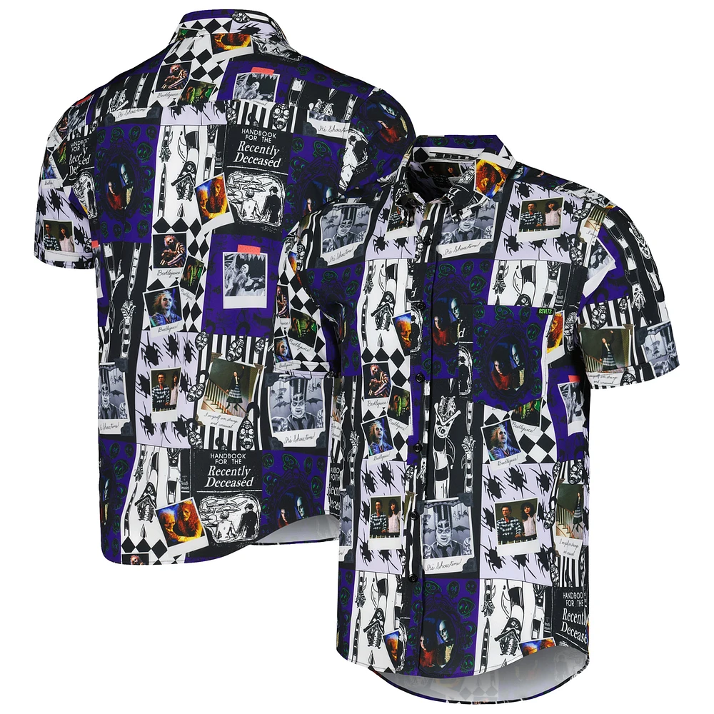 Unisex RSVLTS White Beetlejuice Big Dark Scrapbook Button-Down Shirt
