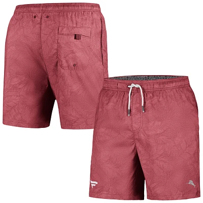 Men's Tommy Bahama Maroon Fanatics Corporate Naples Layered Leaves Swim Trunks