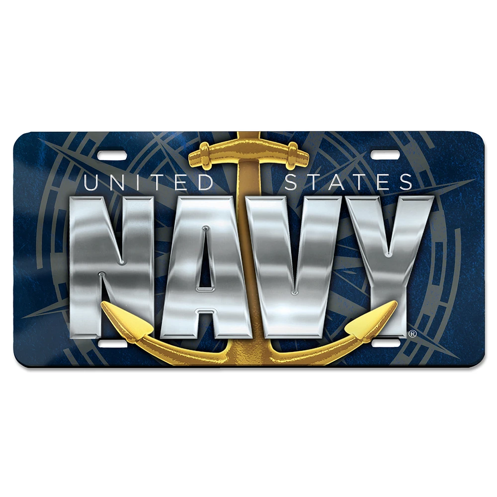 WinCraft Navy Specialty Laser Cut Acrylic License Plate
