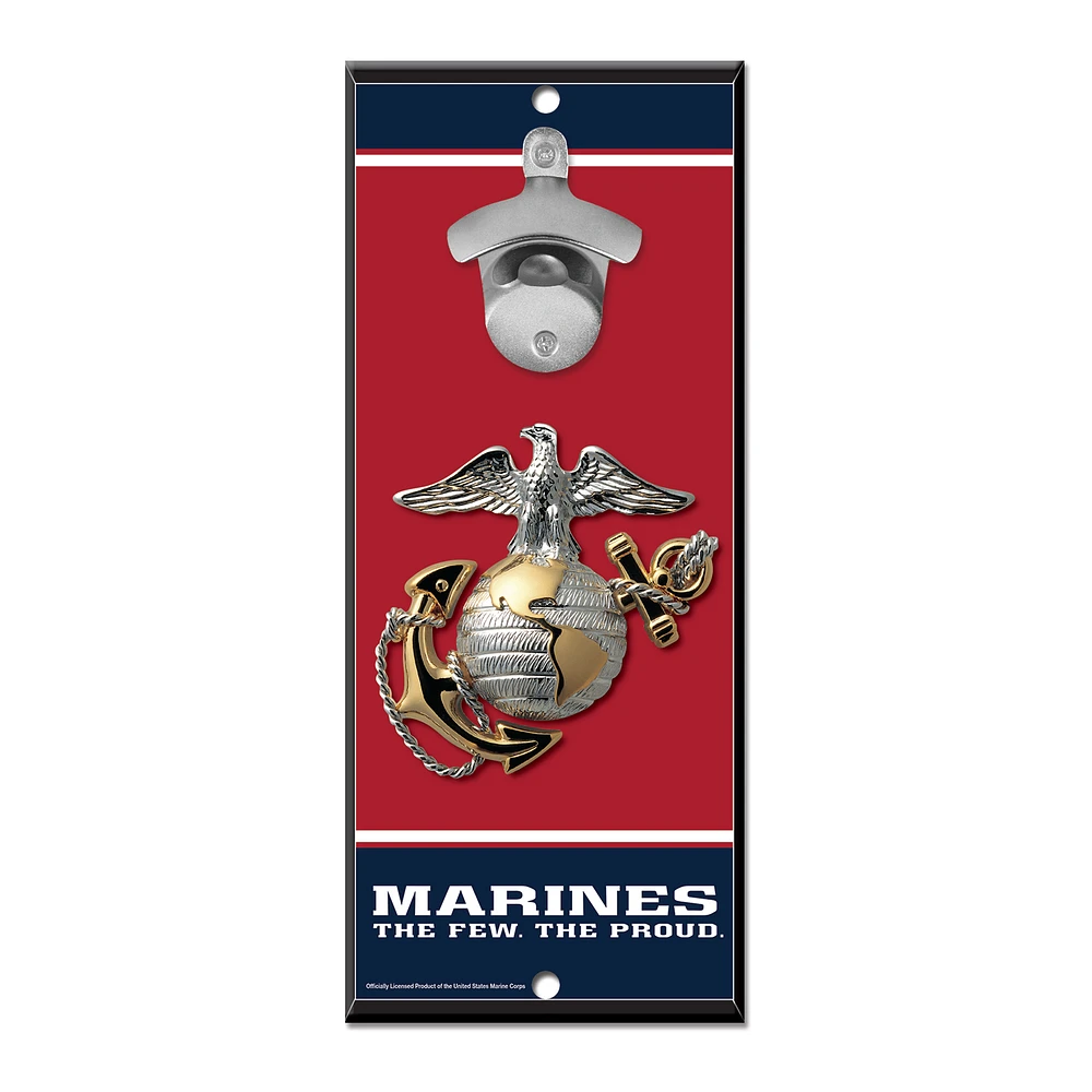 WinCraft Marines 5" x 12" Bottle Opener Wood Sign