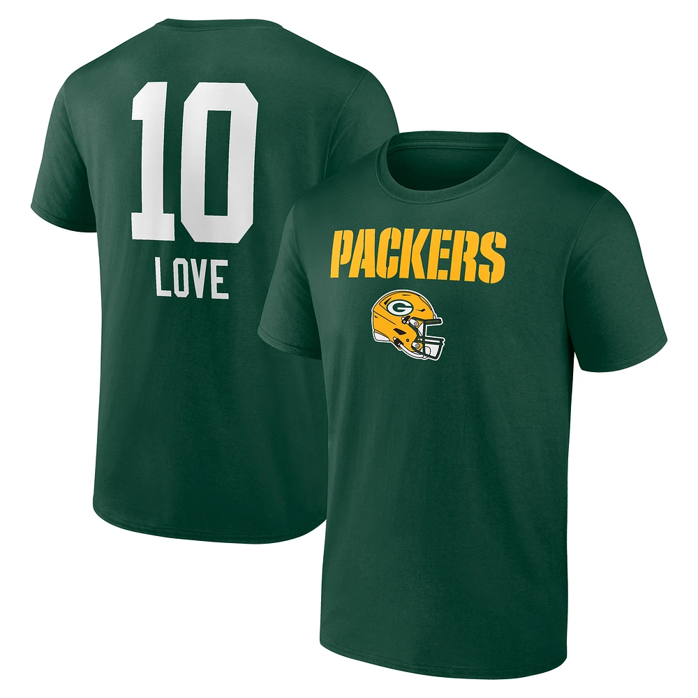 Men's Jordan Love Green Green Bay Packers Team Wordmark Name & Number T-Shirt