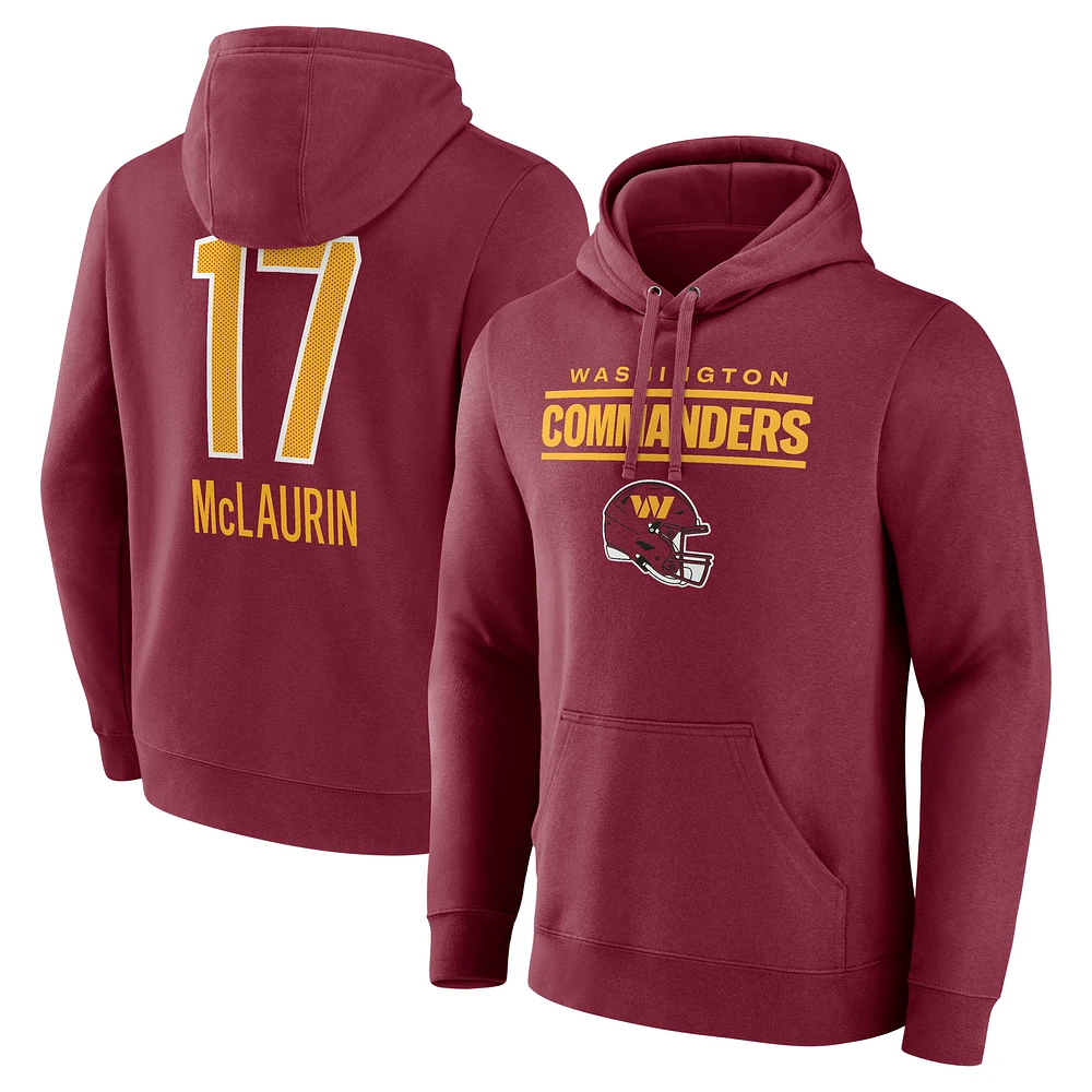 Men's Terry McLaurin Burgundy Washington Commanders Team Wordmark Name & Number Pullover Hoodie