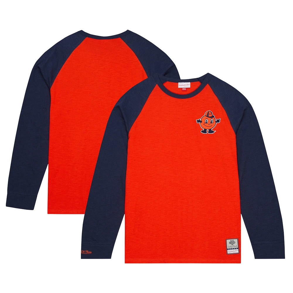 Men's Mitchell & Ness Orange Syracuse Legendary Slub Raglan Long Sleeve T-Shirt