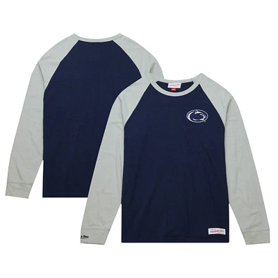 Men's Mitchell & Ness Navy Penn State Nittany Lions Legendary Slub Raglan Long Sleeve T-Shirt