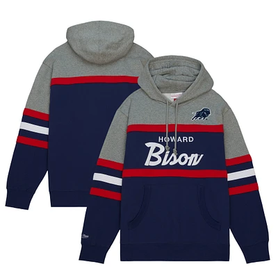 Men's Mitchell & Ness Navy Howard Bison Head Coach Pullover Hoodie