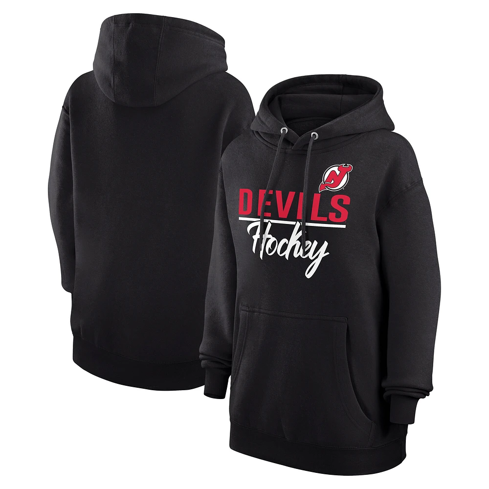 Women's G-III 4Her by Carl Banks Black New Jersey Devils Team Sport Tri-Blend Fleece Hoodie