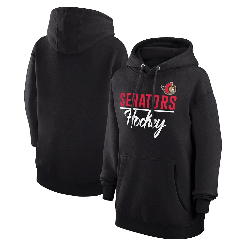 Women's G-III 4Her by Carl Banks Black Ottawa Senators Team Sport Tri-Blend Fleece Hoodie