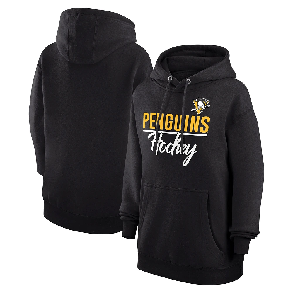Women's G-III 4Her by Carl Banks Black Pittsburgh Penguins Team Sport Tri-Blend Fleece Hoodie