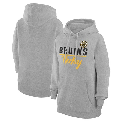 Women's G-III 4Her by Carl Banks Heather Gray Boston Bruins Team Sport Tri-Blend Fleece Hoodie