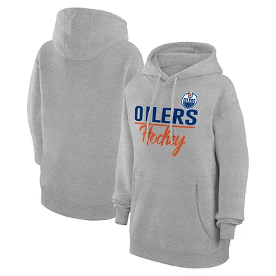 Women's G-III 4Her by Carl Banks Heather Gray Edmonton Oilers Team Sport Tri-Blend Fleece Hoodie