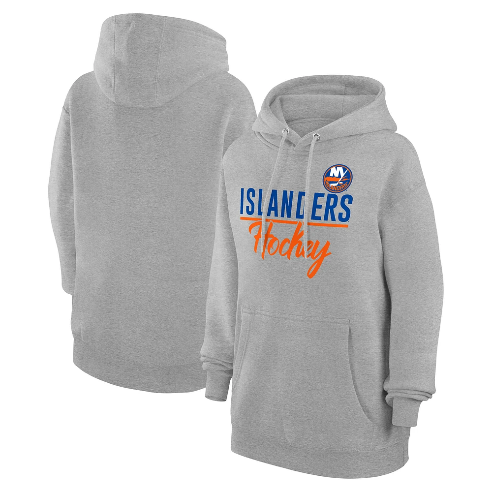 Women's G-III 4Her by Carl Banks Heather Gray New York Islanders Team Sport Tri-Blend Fleece Hoodie