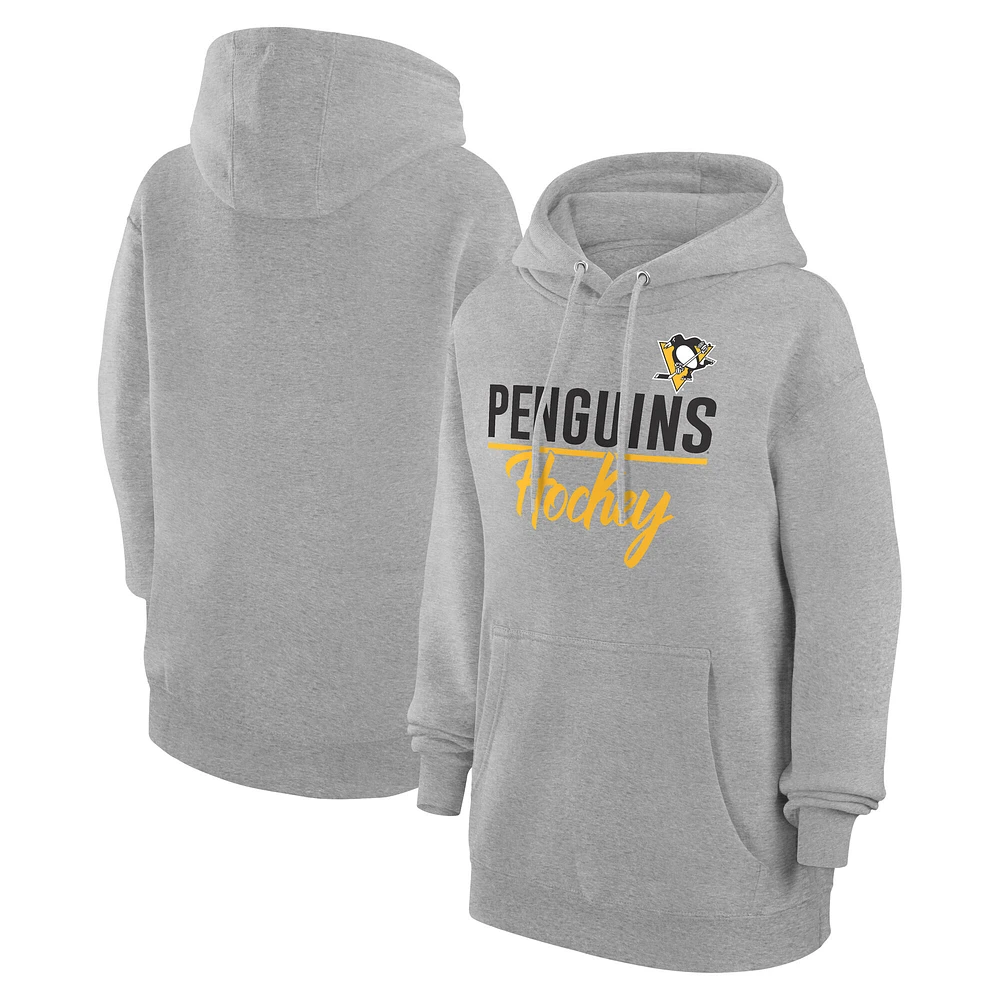 Women's G-III 4Her by Carl Banks Heather Gray Pittsburgh Penguins Team Sport Tri-Blend Fleece Hoodie