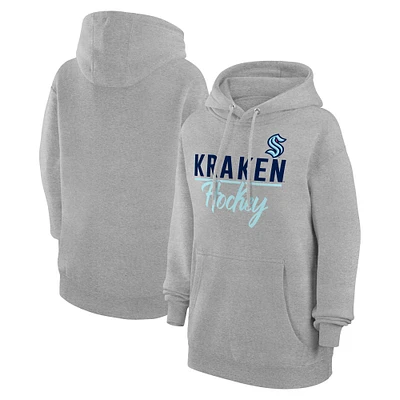 Women's G-III 4Her by Carl Banks Heather Gray Seattle Kraken Team Sport Tri-Blend Fleece Hoodie