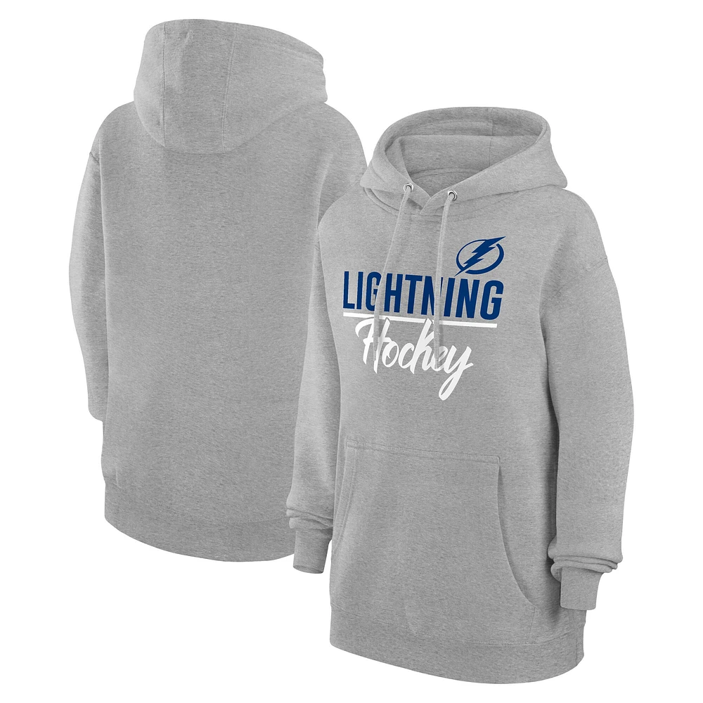 Women's G-III 4Her by Carl Banks Heather Gray Tampa Bay Lightning Team Sport Tri-Blend Fleece Hoodie
