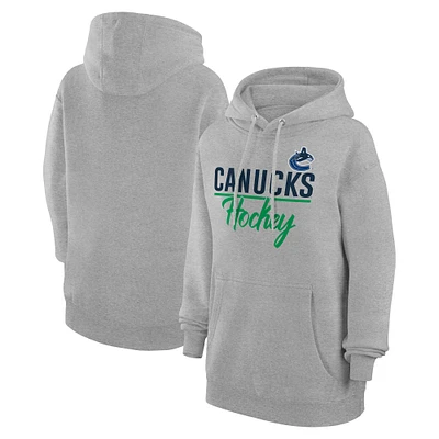 Women's G-III 4Her by Carl Banks Heather Gray Vancouver Canucks Team Sport Tri-Blend Fleece Hoodie