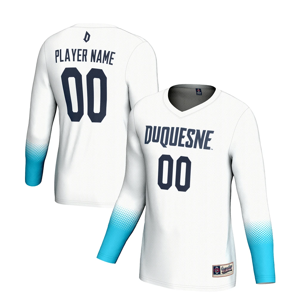 Youth GameDay Greats White Duquesne Dukes NIL Pick-A-Player Lightweight Volleyball Jersey