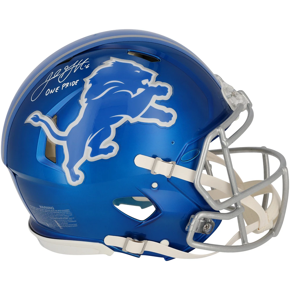 Jared Goff Detroit Lions Autographed Riddell Authentic Helmet with Inscription