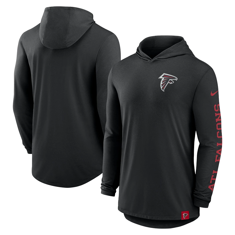 Men's Nike Black Atlanta Falcons Blitz Tri-Blend Performance Long Sleeve Hoodie T-Shirt