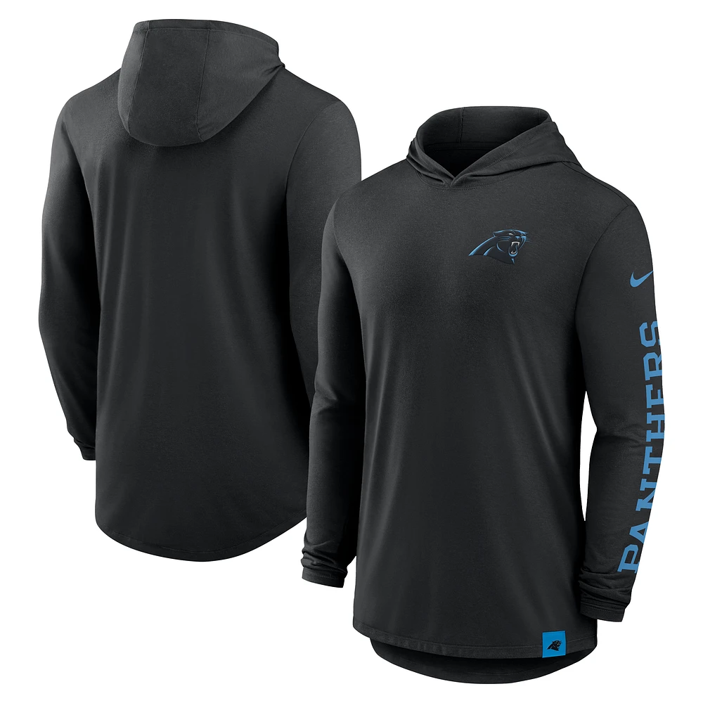 Men's Nike Black Carolina Panthers Blitz Tri-Blend Dri-FIT Long Sleeve Hoodie T-Shirt