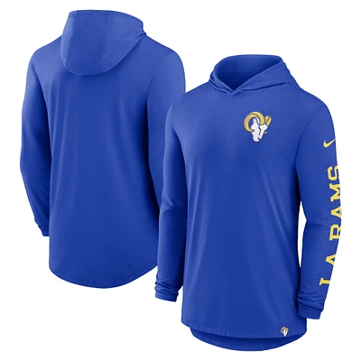 Men's Nike Royal Los Angeles Rams Blitz Tri-Blend Performance Long Sleeve Hoodie T-Shirt