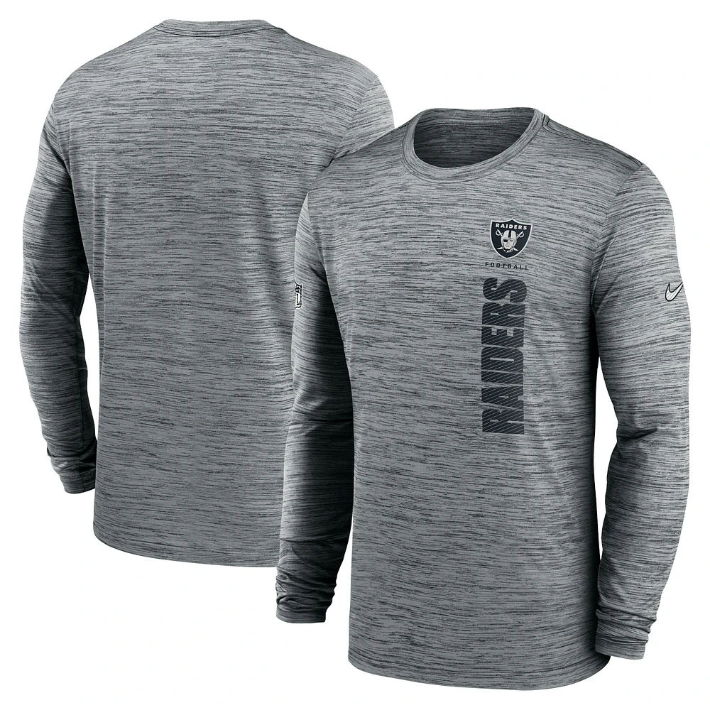 Men's Nike Gray Las Vegas Raiders Sideline Velocity Dri-FIT Long Sleeve T-Shirt