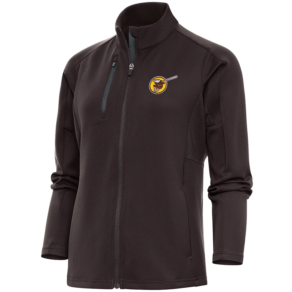 Women's Antigua Brown San Diego Padres Cooperstown Logo Generation Full-Zip Jacket