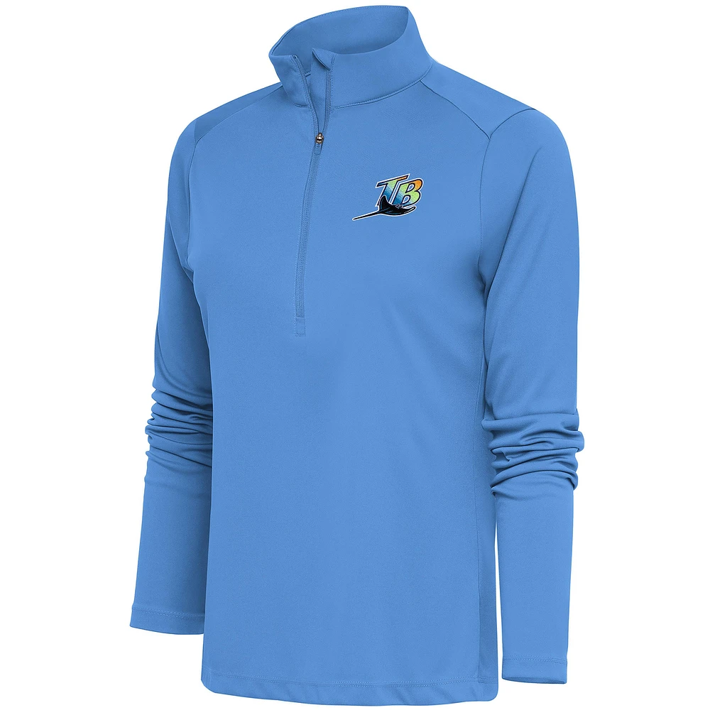 Women's Antigua Powder Blue Tampa Bay Rays Cooperstown Tribute Half-Zip Pullover Top
