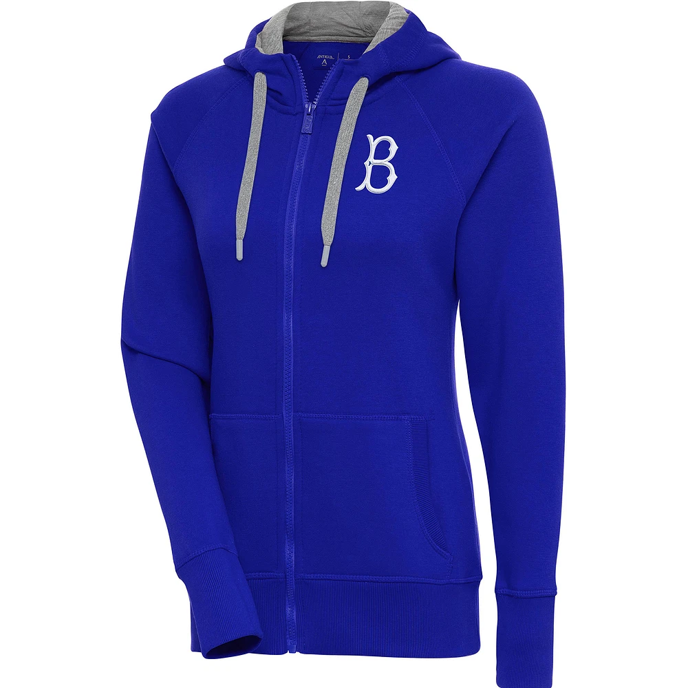 Women's Antigua Royal Brooklyn Dodgers Cooperstown Victory Full-Zip Hoodie