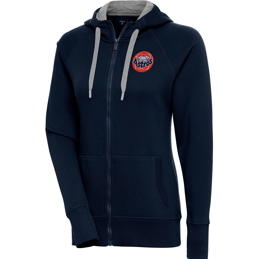 Women's Antigua Navy Houston Astros Cooperstown Victory Full-Zip Hoodie