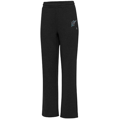 Women's Antigua Black Florida Marlins Cooperstown Victory Sweatpants