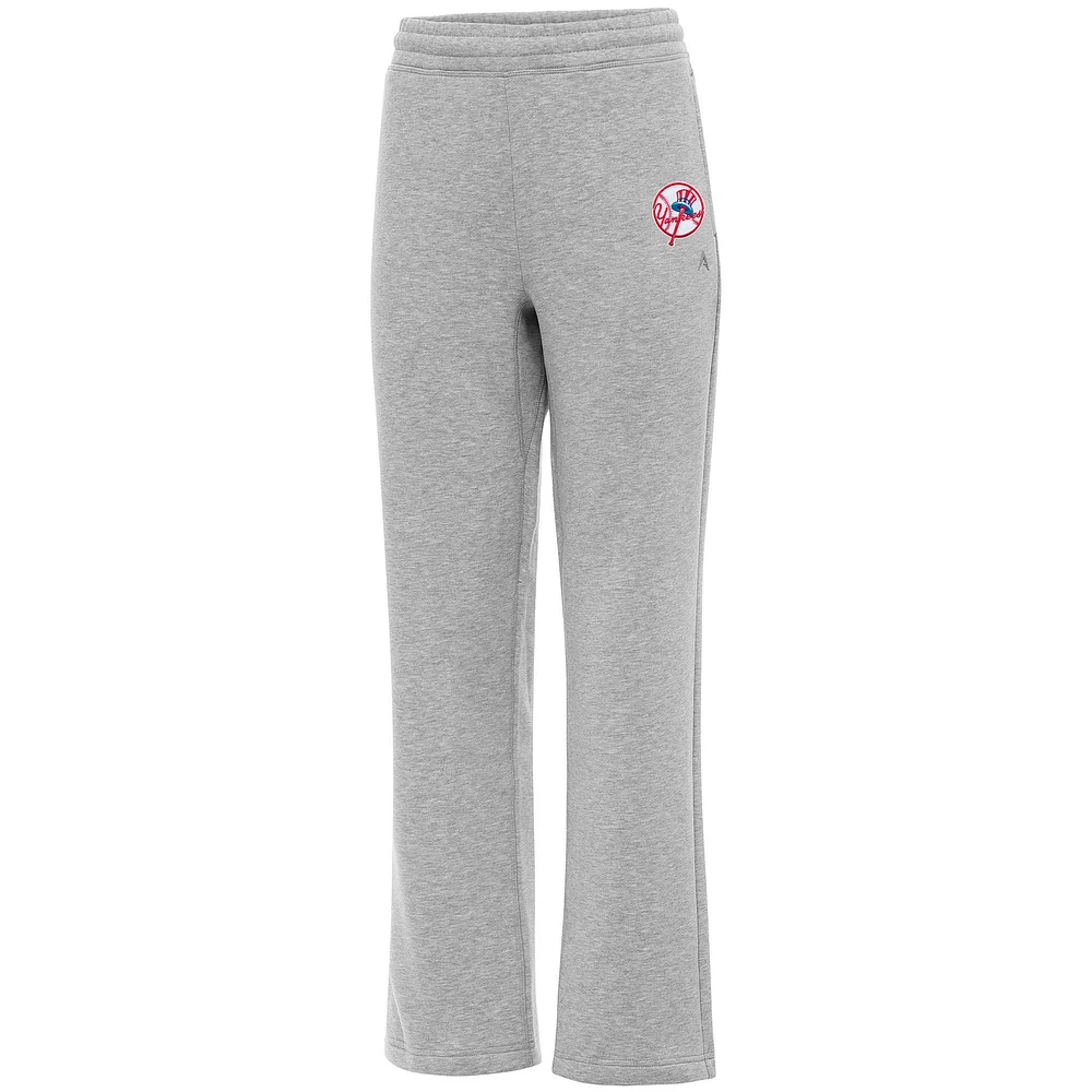 Women's Antigua Heather Gray New York Yankees Cooperstown Victory Sweatpants