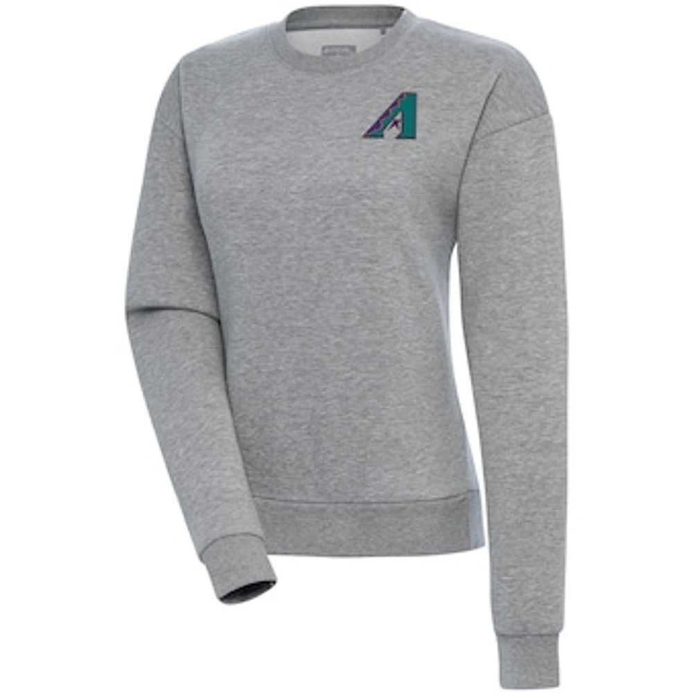 Women's Antigua Heather Gray Arizona Diamondbacks Cooperstown Victory Crewneck Pullover Sweatshirt
