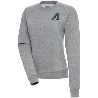 Women's Antigua Heather Gray Arizona Diamondbacks Cooperstown Victory Crewneck Pullover Sweatshirt