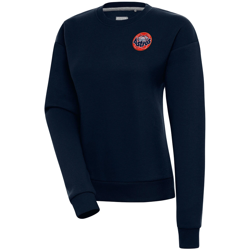 Women's Antigua Navy Houston Astros Cooperstown Victory Crewneck Pullover Sweatshirt