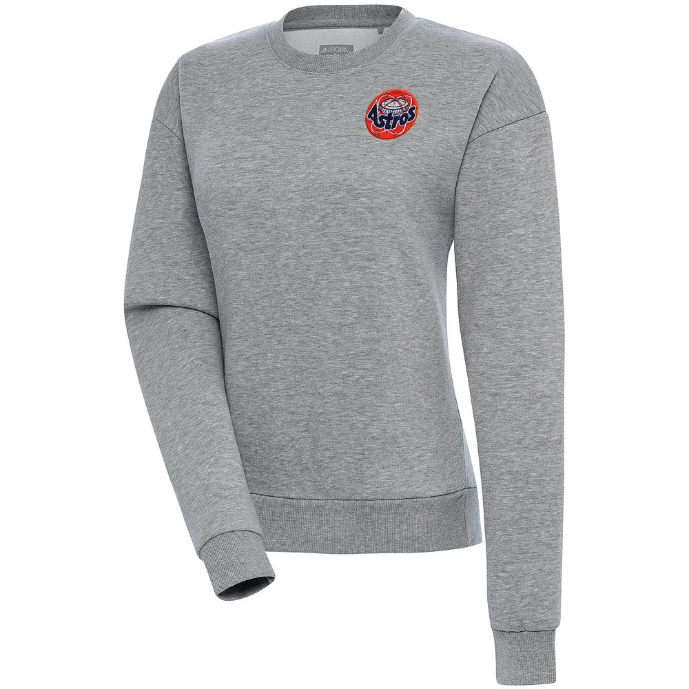 Women's Antigua Heather Gray Houston Astros Cooperstown Victory Crewneck Pullover Sweatshirt