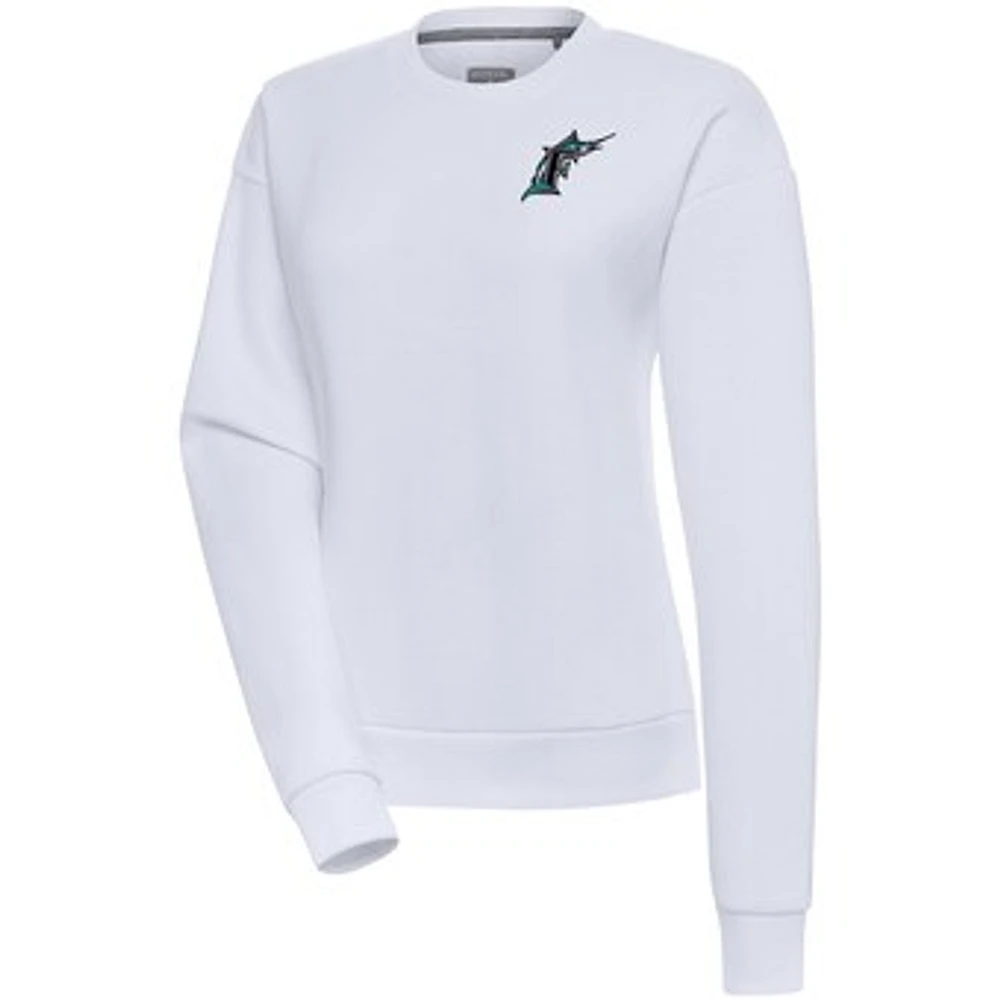 Women's Antigua Florida Marlins Cooperstown Victory Crewneck Pullover Sweatshirt