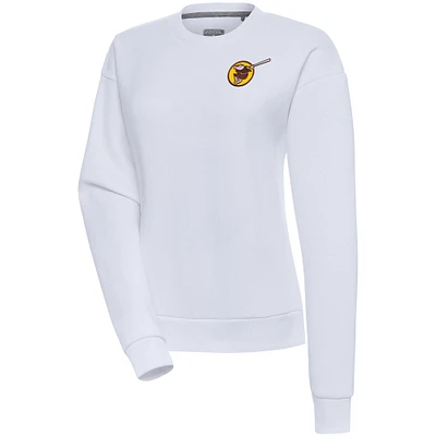Women's Antigua White San Diego Padres Cooperstown Victory Crewneck Pullover Sweatshirt