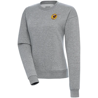 Women's Antigua Heather Gray San Diego Padres Cooperstown Victory Crewneck Pullover Sweatshirt
