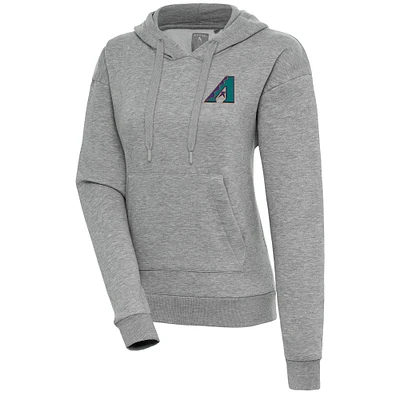Women's Antigua Heather Gray Arizona Diamondbacks Cooperstown Victory Pullover Hoodie