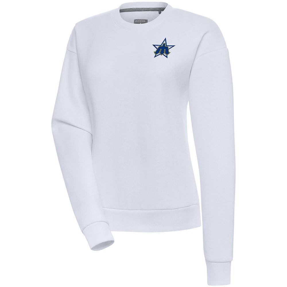 Women's Antigua White Seattle Mariners Cooperstown Victory Crewneck Pullover Sweatshirt