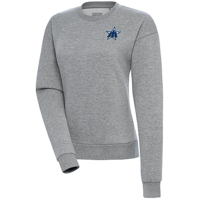 Women's Antigua Heather Gray Seattle Mariners Cooperstown Victory Crewneck Pullover Sweatshirt
