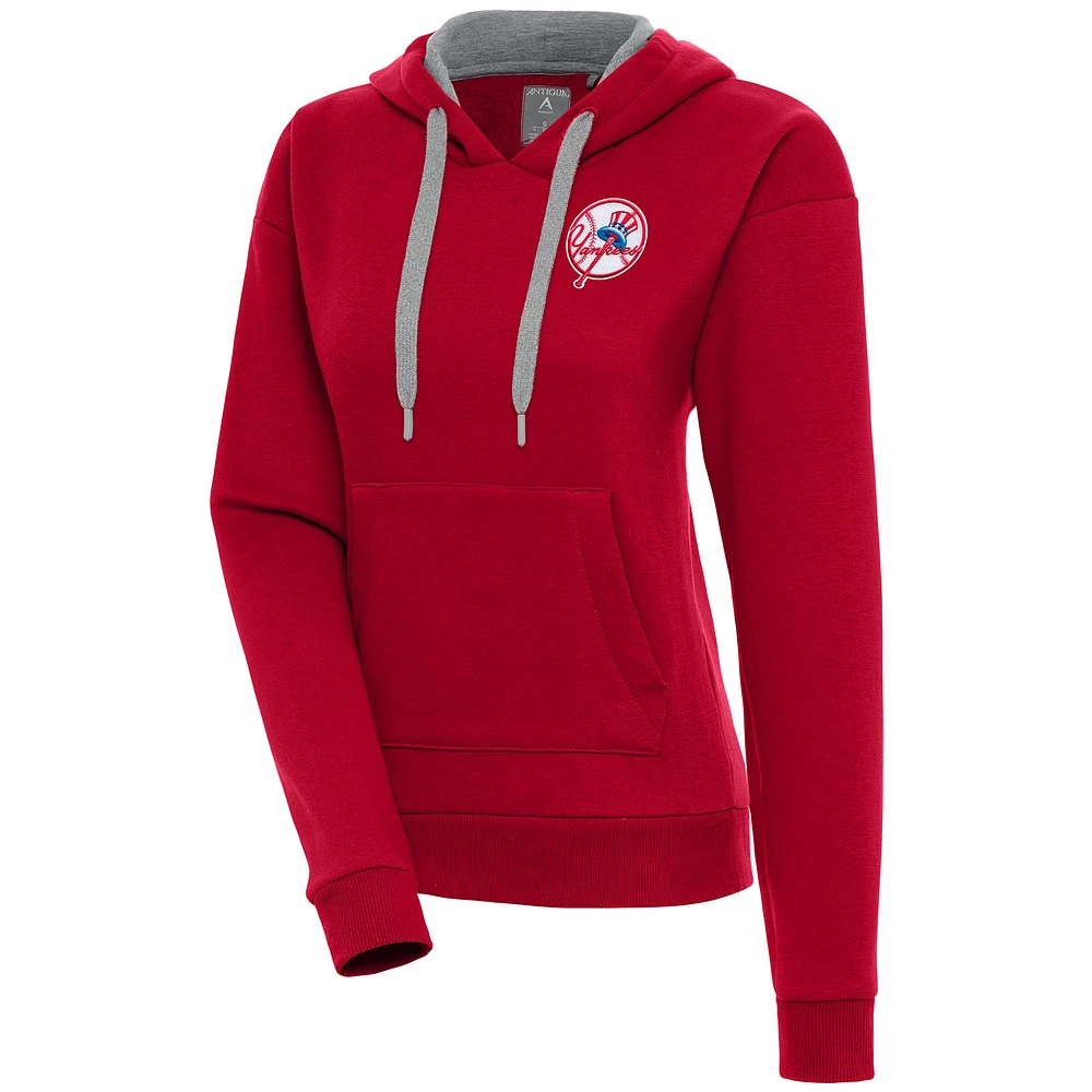 Women's Antigua Red New York Yankees Cooperstown Victory Pullover Hoodie