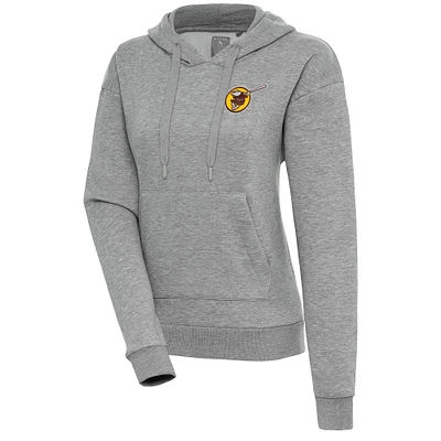 Women's Antigua Heather Gray San Diego Padres Cooperstown Victory Pullover Hoodie