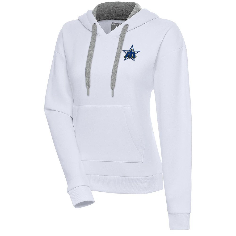 Women's Antigua White Seattle Mariners Cooperstown Victory Pullover Hoodie