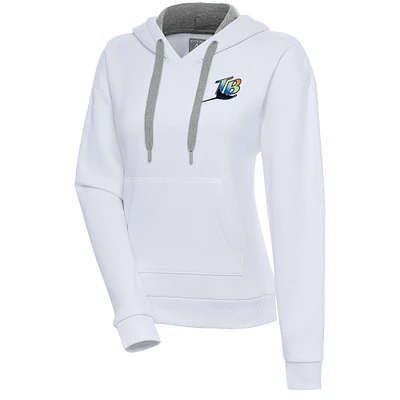 Women's Antigua White Tampa Bay Rays Cooperstown Victory Pullover Hoodie