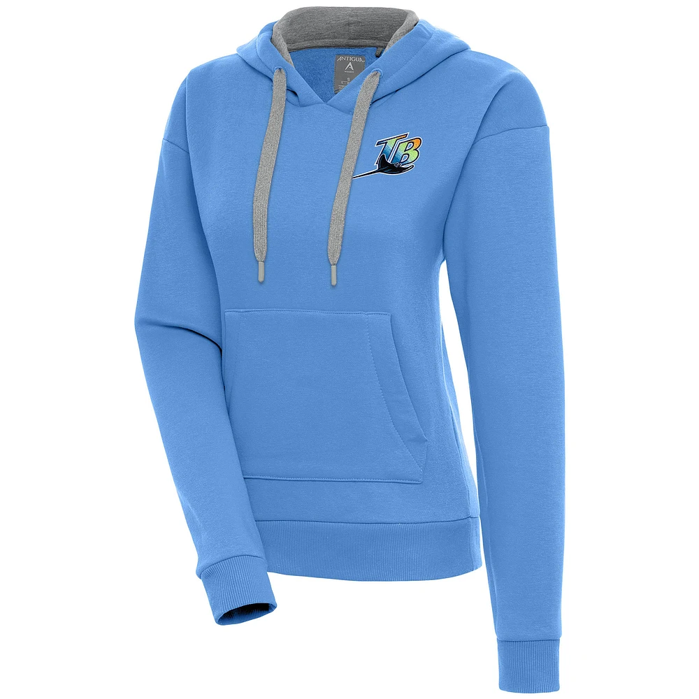 Women's Antigua Powder Blue Tampa Bay Rays Cooperstown Victory Pullover Hoodie