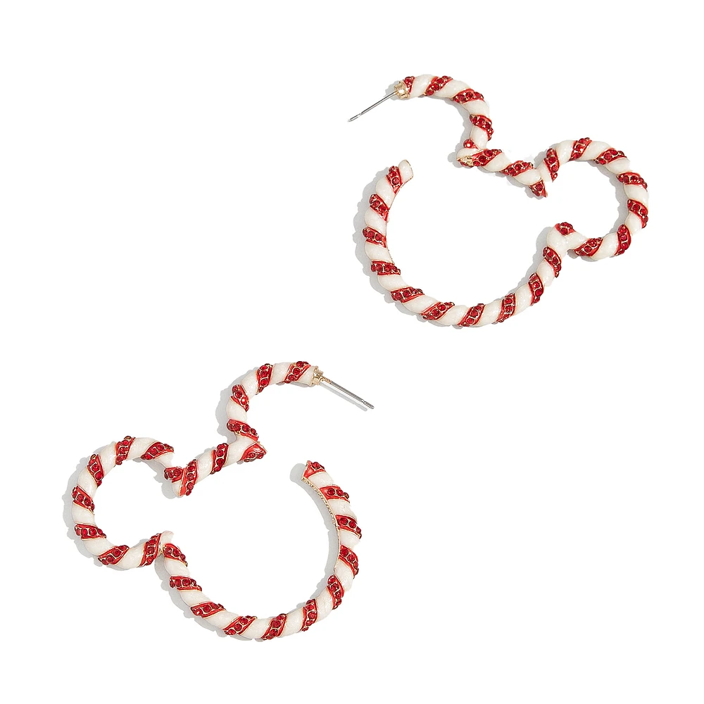 Women's BaubleBar Mickey & Friends Candy Cane Hoop Earrings